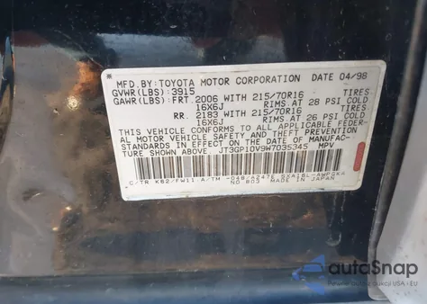 1998 Toyota Rav4 z USA, uszkodzony, nr VIN JT3GP10V9W7035345